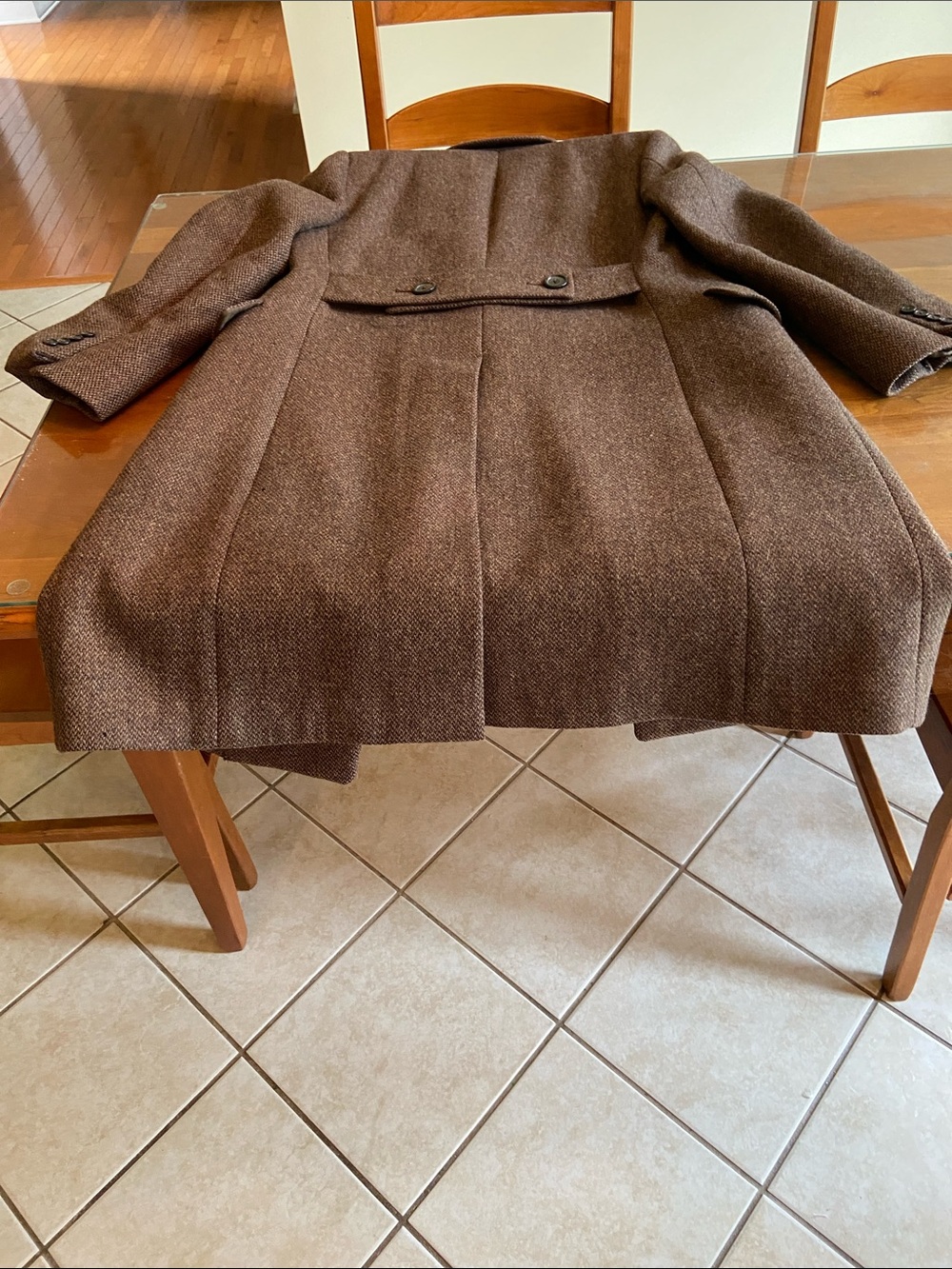 Hart Schaffner Marx Heavyweight Wool Tweed Duster with Full Satin Lining. M - Picture 7 of 13